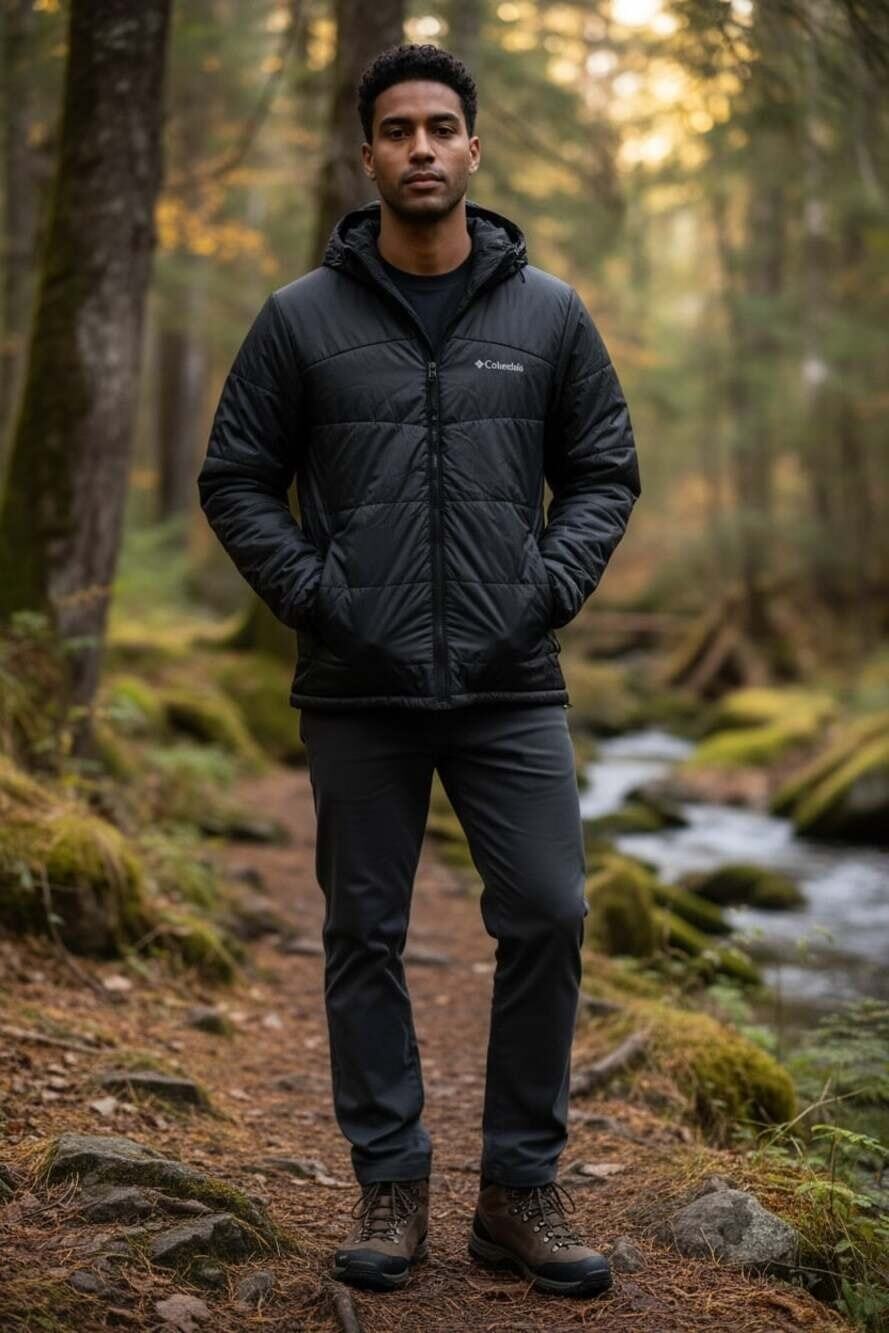 Columbia Men's XL Black Interchange Omni-Heat Hooded Puffer Jacket Winter HR9-29